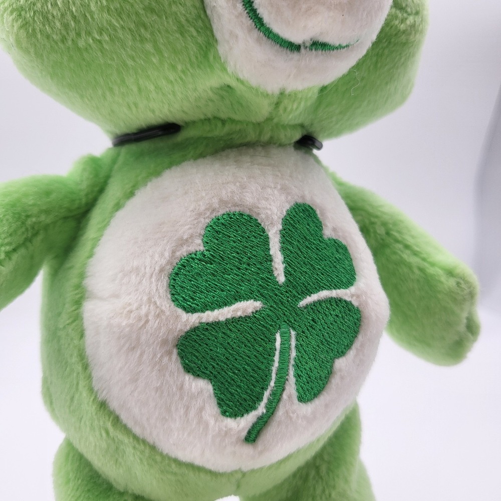 Vintage Care Bears Y2k Good Luck Bear Plush Green 8" Shamrock Clover - Picture 3 of 9